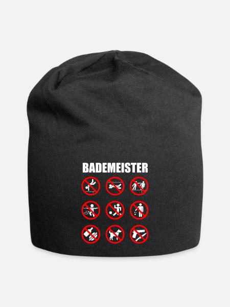 Bademeister Schwimmbad Freibad Rettungsschwimmer - Jersey-Beanie - Schwarz