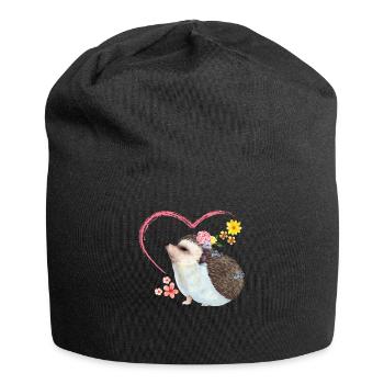 Hedgehog pile of leaves - Jersey Beanie - black - Front