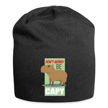 Un petit rongeur capybara heureux dit ne vous inquiétez pas - Bonnet en jersey - noir - Devant