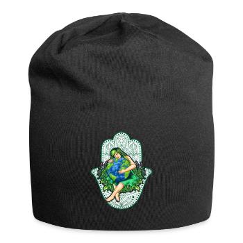 Mother Earth, Gaia with Mandala, nature gift idea - Jersey Beanie - black - Front