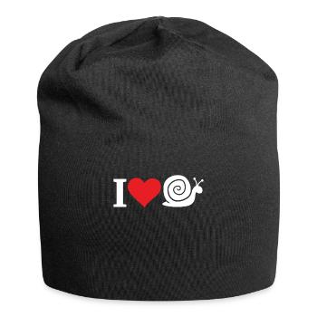 Schnecke Ich Liebe Schnecken Herz Langsam Geschenk - Jersey-Beanie - Schwarz - Vorne