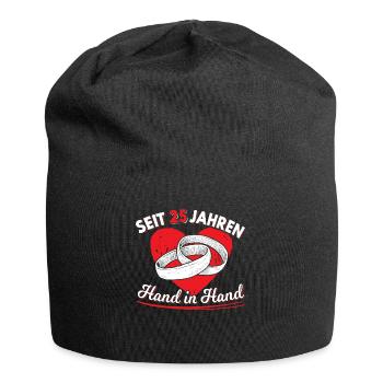 Silberhochzeit Geschenk 25 Jahre Hochzeitstag Herz - Jersey-Beanie - Schwarz - Vorne