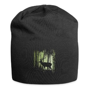 Dämmerung Zwielicht Wald Dammwild Hirsch Silhouett - Jersey-Beanie - Schwarz - Vorne