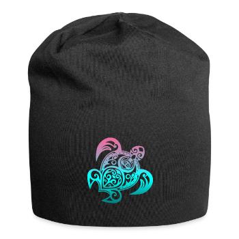 Turtle Mandala Colorful Hawaii Motif Seas - Jersey Beanie - black - Front