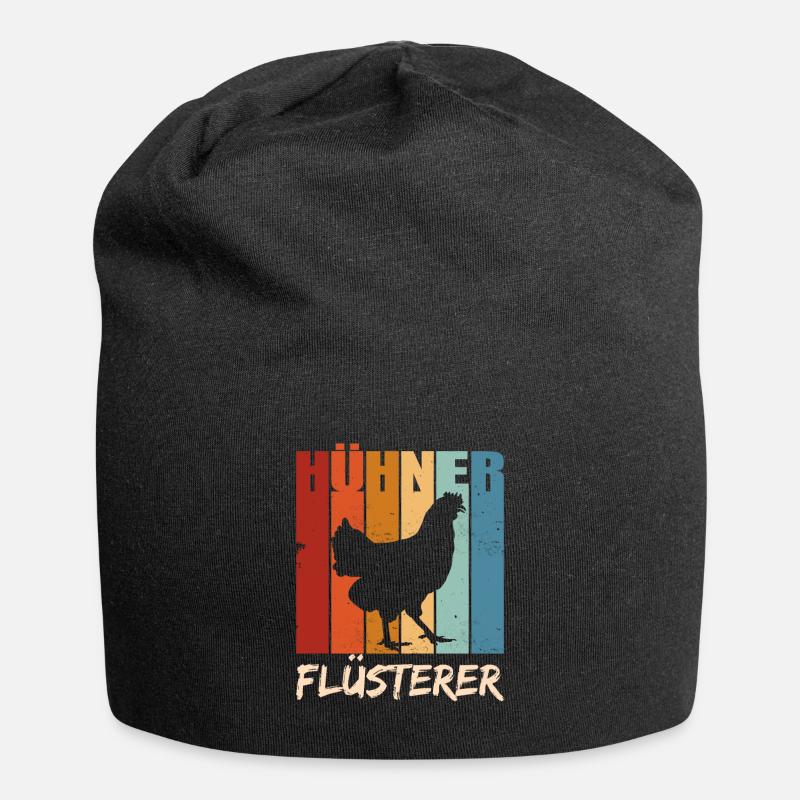 Retro Hühner Flüsterer Geschenk - Jersey-Beanie - Schwarz