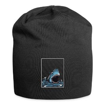 Weißer Hai Fisch See Ocean Fluss Fischer Hobby - Jersey-Beanie - Schwarz - Vorne