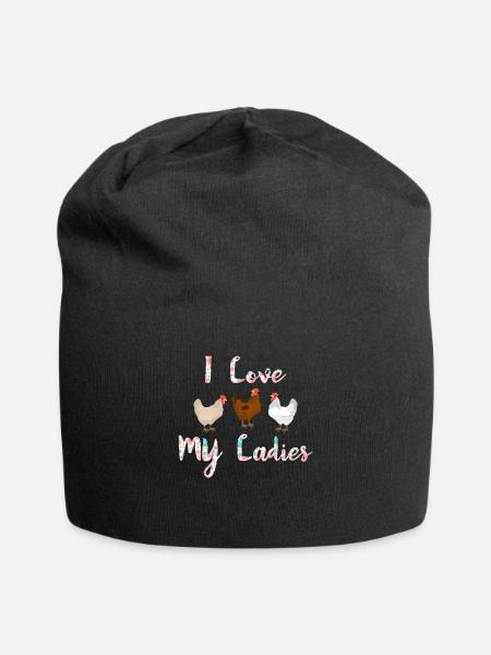 Funny Chicken I Love My Ladies Gift for Chicken Ow - Jersey Beanie - black