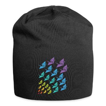 Origami Kranich Japanische Kunst Geschenk - Jersey-Beanie - Schwarz - Vorne