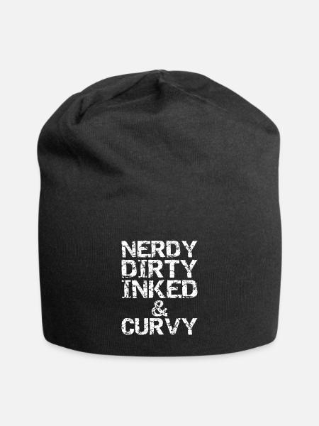 Nerdy Dirty Inked and Curvy - Jersey-Beanie - Schwarz