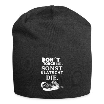 funny saying, please do not touch - Jersey Beanie - charcoal grey - Front