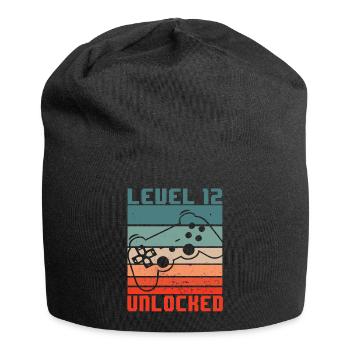 Level 12 Unlocked - 12th birthday gamer gift - Jersey Beanie - black - Front