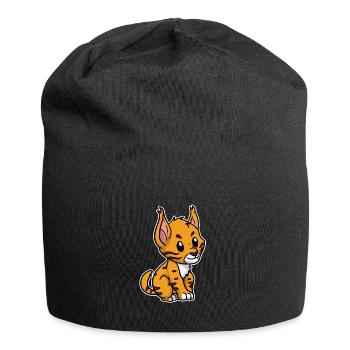 Cute Baby Lynx Animal Bobcat Gift Idea - Jersey Beanie - black - Front
