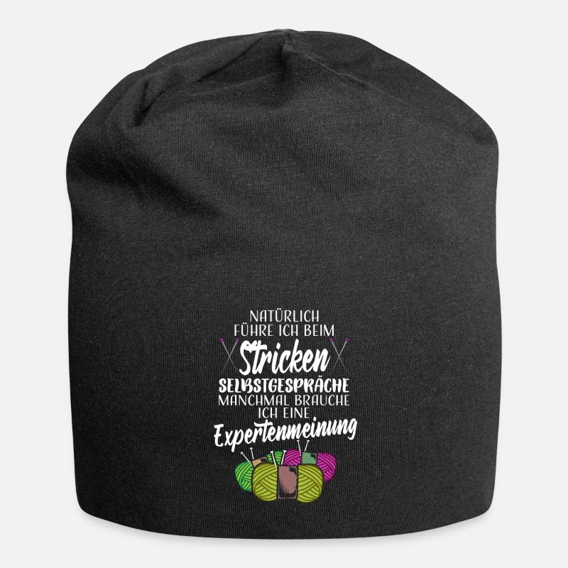 Stricken Häkeln Handarbeiten Spruch Strickerin - Jersey-Beanie - Schwarz