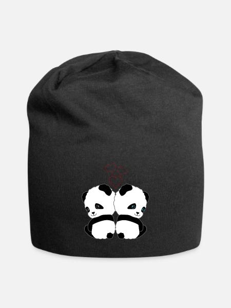 Panda panda ours amour coeurs femmes hommes enfants - Bonnet en jersey - noir
