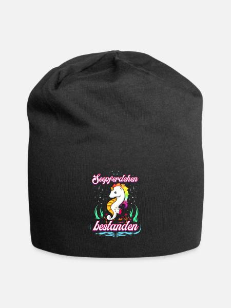 Kinder Seepferdchen Einhorn Frühschwimmer Erfolg - Jersey-Beanie - Schwarz