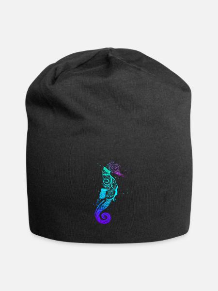 Hippocampe natation mandala océan mer animaux - Bonnet en jersey - noir