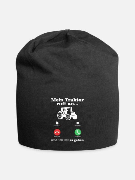Mein Traktor Ruft An und Ich Muss Gehen - Jersey-Beanie - Schwarz
