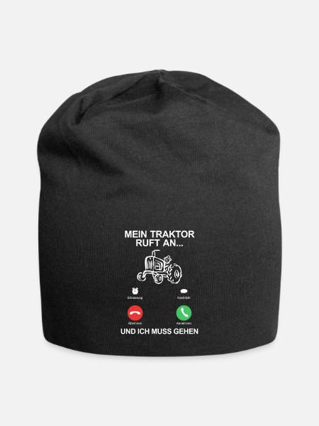 Mein Traktor Ruft An Und Ich Muss Gehen - Jersey-Beanie - Schwarz