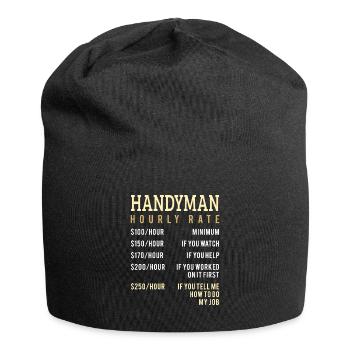 Womens Handyman Hourly Rate Price Chart For A - Jersey Beanie - black - Front