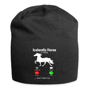 Islandpferd - Jersey-Beanie - Schwarz - Vorne