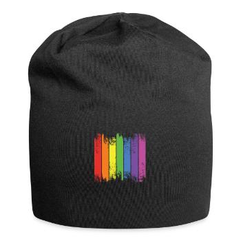 Regenbogen - Jersey-Beanie - Schwarz - Vorne