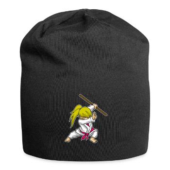 Funny Kung Fu Dabbing Girl Martial Arts Gift - Jersey Beanie - black - Front