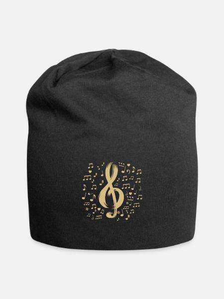 Notenschlüssel Musiknoten Violinschlüssel Clef - Jersey-Beanie - Schwarz