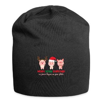 Merry Vegan Christmas Coz Peace Begins On Your - Jersey-Beanie - Schwarz - Vorne