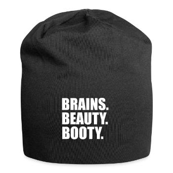 Brains Beauty Booty Slim Dick Curvy Kurven Smart - Jersey-Beanie - Schwarz - Vorne