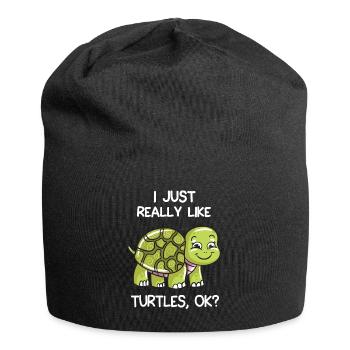 J'aime vraiment les tortues, d'accord? - Bonnet en jersey - noir - Devant