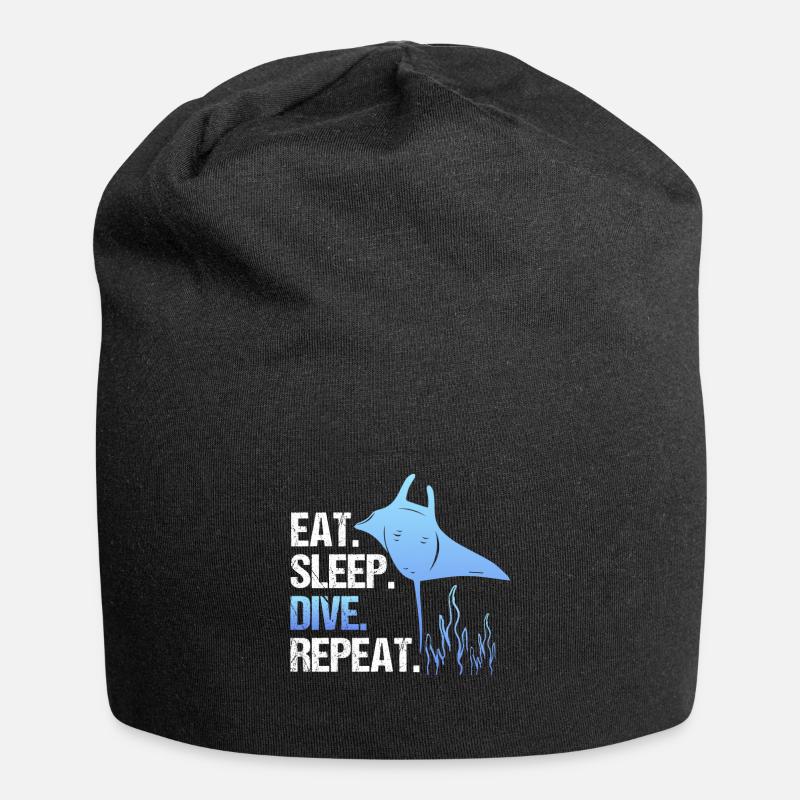 Eat Sleep Dive Repeat DIVE Tauchen Mantarochen - Jersey-Beanie - Schwarz