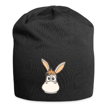 Cartoon comic donkey animals - Jersey Beanie - black - Front
