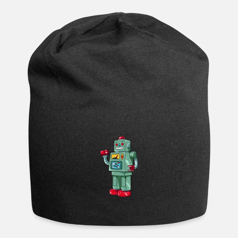 Retro robot - robot machine - Jersey Beanie - black