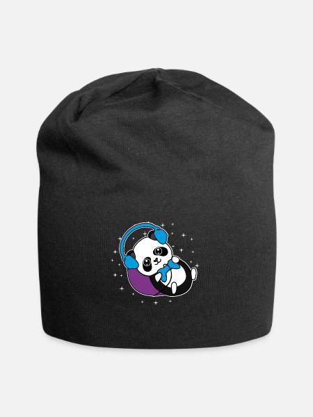 Panda Gamer Pandabär Zocker Geschenkidee - Jersey-Beanie - Schwarz