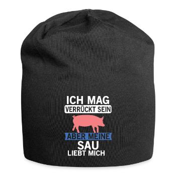 Sau schwein bauer landwirt - Jersey-Beanie - Schwarz - Vorne