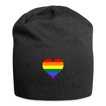 LGBT heart Lesbian Gay Bisexuell Transgender - Jersey-Beanie - Schwarz - Vorne