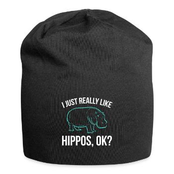 Flusspferde Nilpferd Großflusspferd Hippopotamus - Jersey-Beanie - Schwarz - Vorne