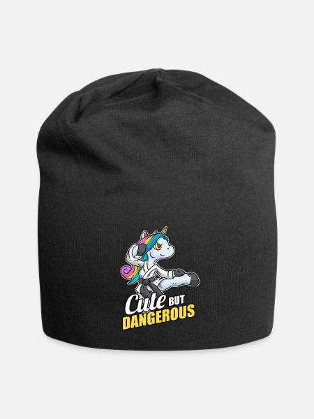 Cute But Dangerous Karate Einhorn Kampfkunst - Jersey-Beanie - Schwarz