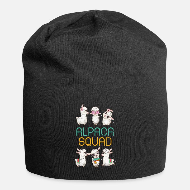 Lama Alpaka - Jersey-Beanie - Schwarz