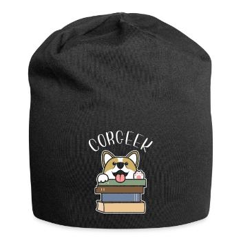Funny Corgi Geek Corgeek Book Lovers Gift design - Jersey Beanie - black - Front
