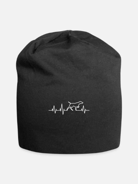 German Shorthaired Pointer Dog Heartbeat Cute GSP - Jersey Beanie - black
