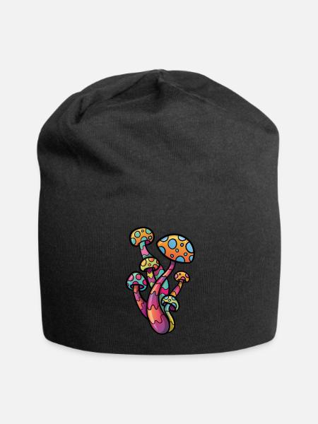 Psychedelic Mushroom - Jersey Beanie - black