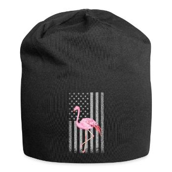 Funny Pink Flamingo Independence Day USA American - Jersey-Beanie - Schwarz - Vorne