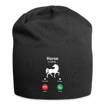 Cheval chevaux mignon équitation cadeau idée cadeau - Bonnet en jersey - noir - Devant