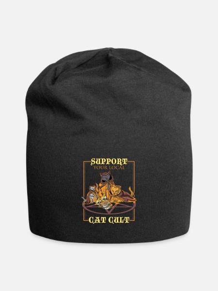 PASTEL GOTH / CAT CULT: Cat Cult Gift - Jersey-Beanie - Schwarz