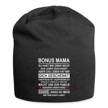Bonus Mama Stiefmutter Ersatzmutter Geschenk - Jersey-Beanie - Schwarz - Vorne