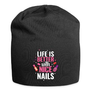 Nail Artist Nägel Maniküre Neue Nägel - Jersey-Beanie - Schwarz - Vorne
