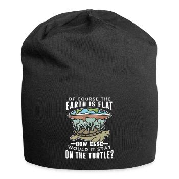 Flache Erde Schildkröte Elefanten - Jersey-Beanie - Schwarz - Vorne