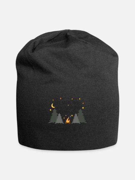 Lagerfeuer Natur Sterne und Camping Zitat - Jersey-Beanie - Schwarz
