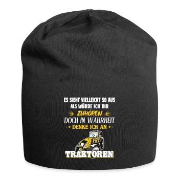 Traktor Bauer Landwirt Spruch Geschenk - Jersey-Beanie - Schwarz - Vorne
